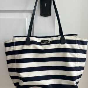 Kate Spade Striped Tote Bag – Black & White Canvas, Pre-Loved